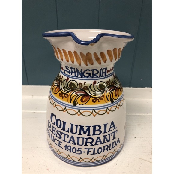 De La Cal Puente Espana Art Pottery Pitcher- Columbia Restaurant Sangria - Picture 4 of 9